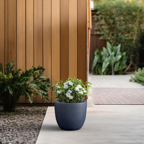 Kante AC0050B-60121 Übertopf aus Beton, modern, für drinnen und draußen, rund, 30,5 cm hoch, Dunkelgrau