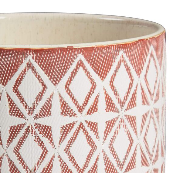 Rivet Moderner geometrischer Pflanztopf aus Keramik, 16,5 cm hoch, Rosa