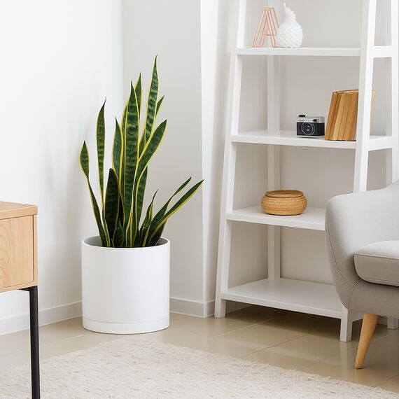 D'vine Dev Blumentöpfe aus Kunststoff, 30,5 cm, mit Ablaufloch und Nahtloser Untertasse, Weiß, 74-X-A-3