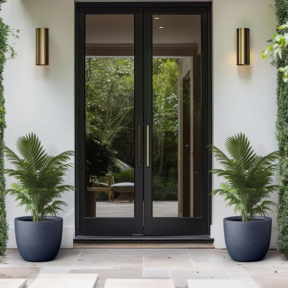 Kante AC0050B-60121 Übertopf aus Beton, modern, für drinnen und draußen, rund, 30,5 cm hoch, Dunkelgrau