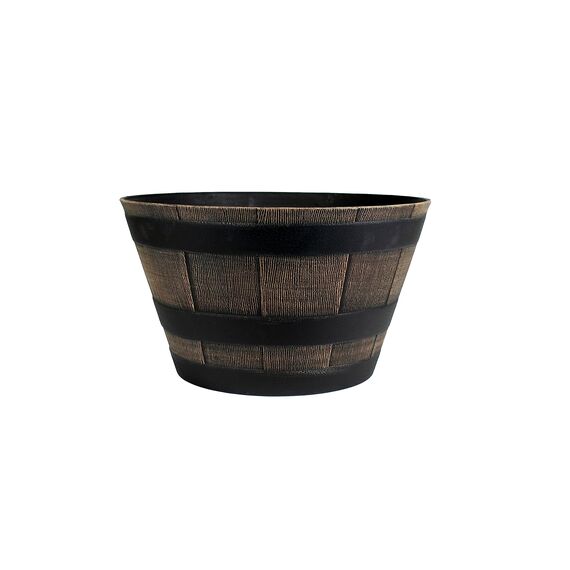 The HC Companies Whiskey Barrel Planter - Faux Wood Finish Flower Planter Pot - Dekorative Gartentöpfe - Indoor & Outdoor Harz Pflanzgefäße - Wetterbeständige Pflanztöpfe (44,5 cm Dunkle Eiche, 1