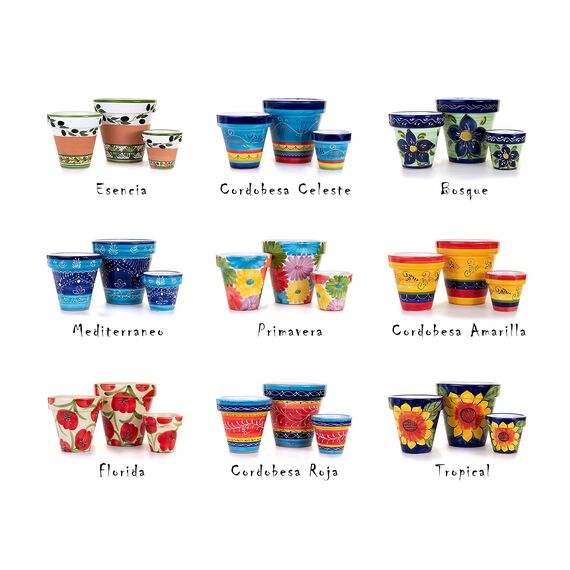 WG WATAGIFT Handbemalter keramischer Blumentopf Mediterraneo | Gartenpflanzgefäß mit Abflussloch | Innendekoration für Zuhause | Ø 20cm H 18cm