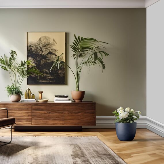 Kante AC0050B-60121 Übertopf aus Beton, modern, für drinnen und draußen, rund, 30,5 cm hoch, Dunkelgrau