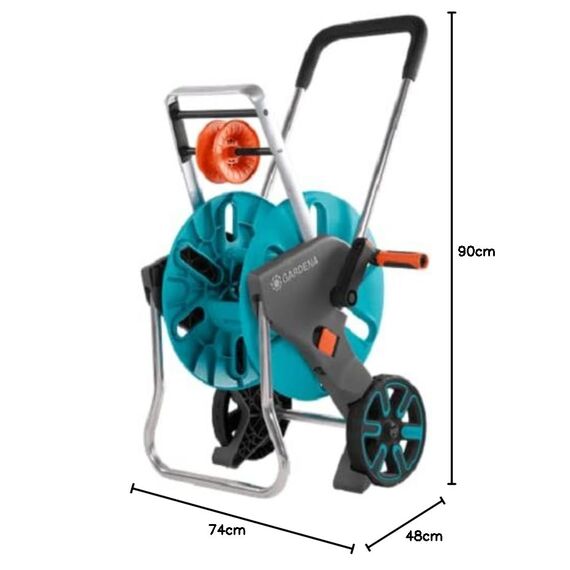 Gardena CleverRoll M Easy: Schlauchwagen mit bis zu 60 m Kapazität, besonders standfest, mit komfortabler Schlauchführung in robustem Metallrahmen, Nachtropfstopp, werkzeuglose Montage (18515-20)