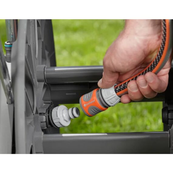 Gardena CleverRoll L Easy: Schlauchwagen mit bis zu 100 m Kapazität, besonders standfest, mit komfortabler Schlauchführung in robustem Metallrahmen, Nachtropfstopp, werkzeuglose Montage (18520-88)