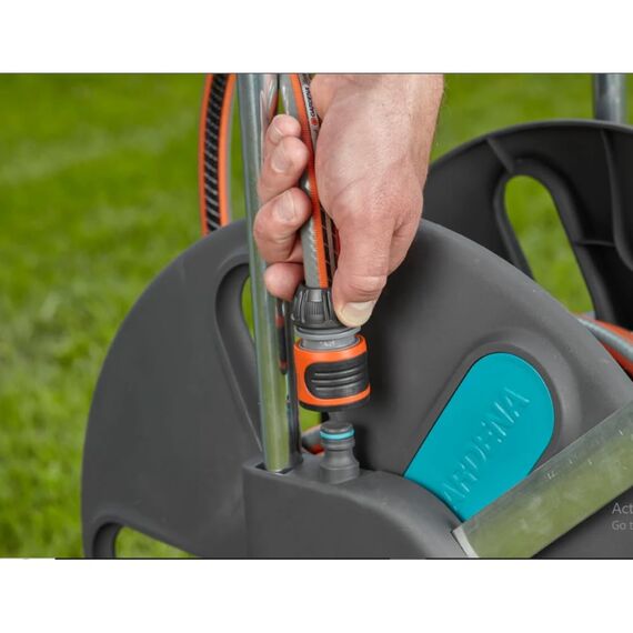 Gardena CleverRoll L Easy: Schlauchwagen mit bis zu 100 m Kapazität, besonders standfest, mit komfortabler Schlauchführung in robustem Metallrahmen, Nachtropfstopp, werkzeuglose Montage (18520-88)