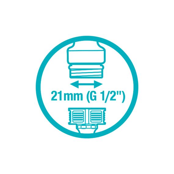 Gardena Hahnverbinder 21 mm (G 1/2 Zoll): Adapter für den Anschluss eines Wasserschlauchs, Anti-Splash-Technologie, frostsicher, Original Gardena System (18220-20)