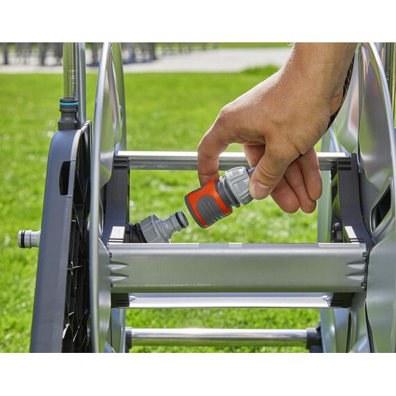 Gardena CleverRoll M Metall: Schlauchwagen mit bis zu 60 m Kapazität, besonders standfest, stabile Schlauchführung, Nachtropfstopp (18541-20)