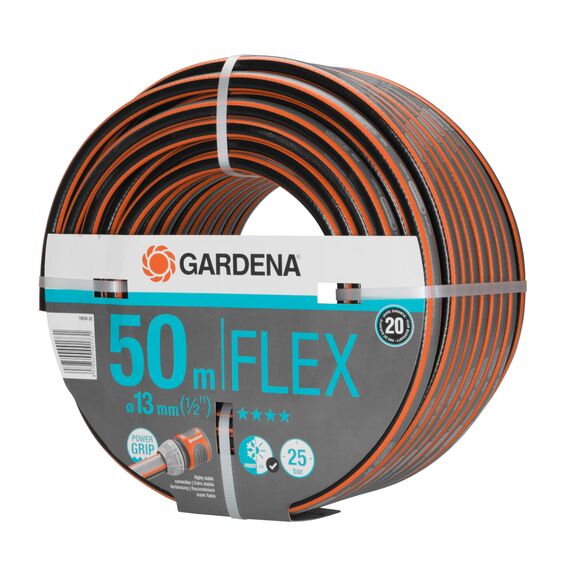 Gardena Comfort FLEX Schlauch 13 mm (1/2 Zoll), 50 m: Formstabiler, flexibler Gartenschlauch mit Power-Grip-Profil, aus hochwertigem Spiralgewebe, 25 bar Berstdruck, ohne Systemteile (18039-20)