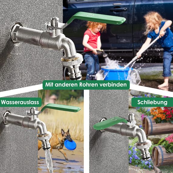 SPGOOD Garten Wasserhahn, Premium Wasserhahn 1/2 Zoll aus Messing Rost-und Frostsicher, mit Schlauchanschluss, 1 x Rollendichtband, für Garten, Waschmaschine, Zuhause oder Industrie(Grün)