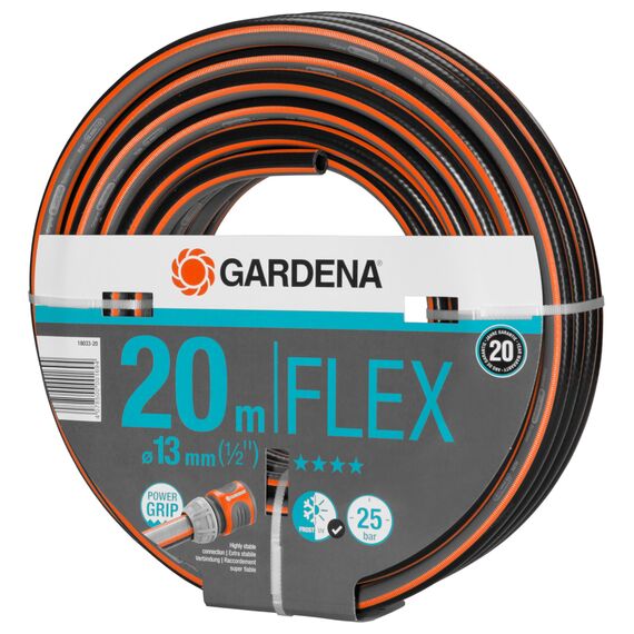 Gardena Comfort FLEX Schlauch 13 mm (1/2 Zoll), 20 m: Formstabiler, flexibler Gartenschlauch mit Power-Grip-Profil, aus hochwertigem Spiralgewebe, 25 bar Berstdruck, ohne Systemteile (18033-20)