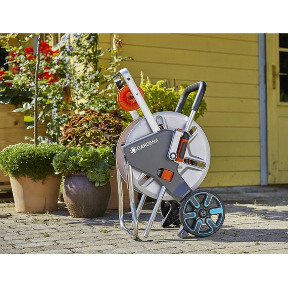 Gardena CleverRoll M Easy Metall Set: Schlauchwagen mit 60 m Kapazität, sehr standfest, stabile Schlauchführung, inkl. 25m Schlauch (18547-20)