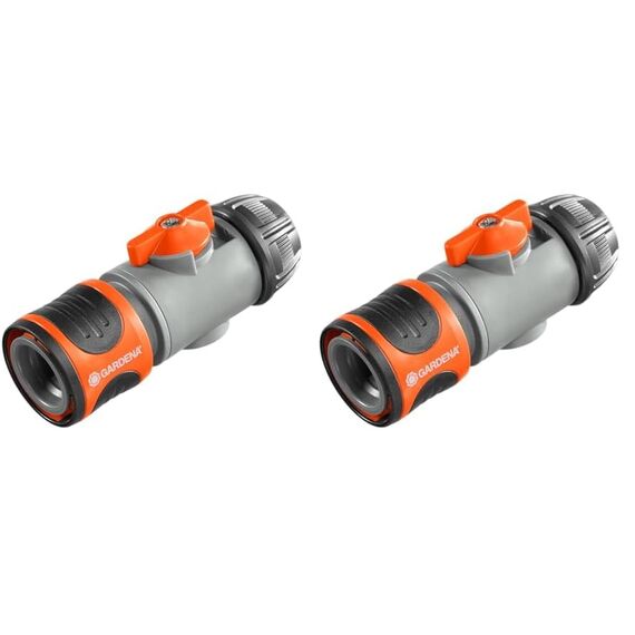 Gardena Regulierstop: Anschlussteil zum Wechsel der Anschlussgeräte, insbesondere bei hohem Wasserdruck, Regulierung und Absperrung des Wasserdurchflusses, Einsatz am Schlauchende, verpackt (2942-20)