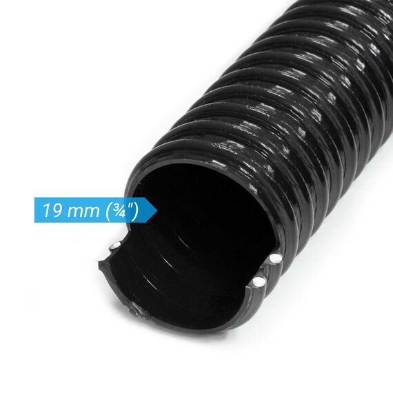 Wiltec Flexibler Förderschlauch 50m Spiralschlauch 19mm (3/4") schwarz mit Verstärkungsspirale Bewässerung Wasser Teich