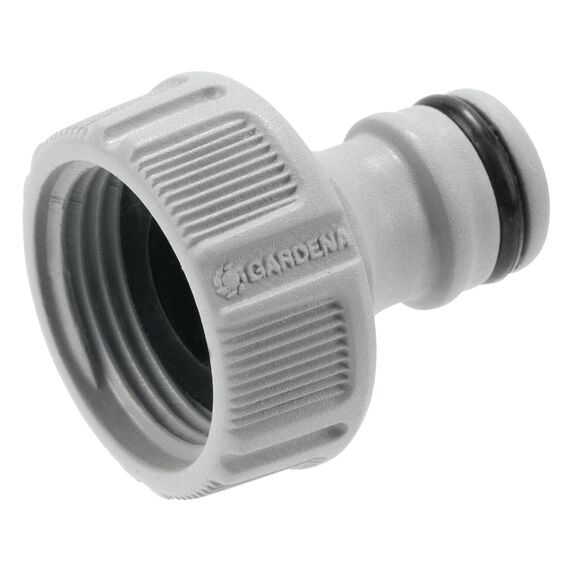 Gardena Hahnverbinder 26,5 mm (G 3/4 Zoll): Adapter für den Anschluss eines Wasserschlauchs, Anti-Splash-Technologie, frostsicher, Original Gardena System, lose Verpackung (18221-20)