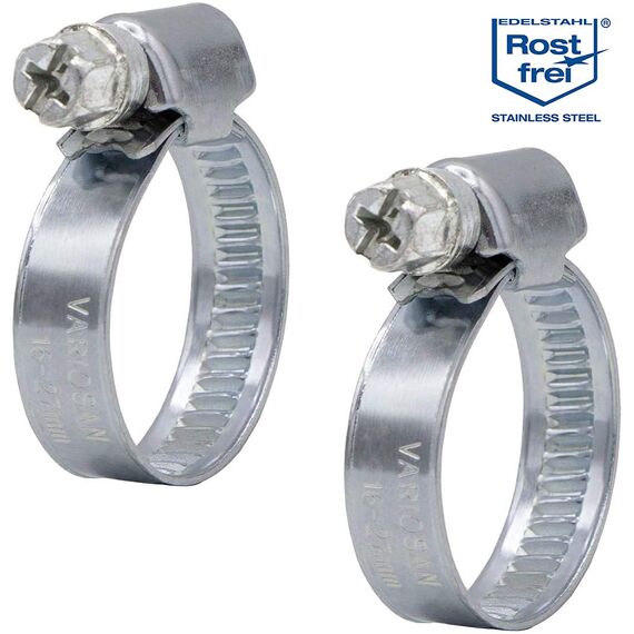 VARIOSAN Schlauchverbinder 14856, 3/4" (19 mm), Messing, inkl. Schlauchschellen (Edelstahl / V2A)