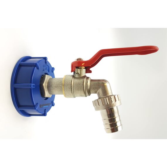 Schlauchmeister24 Auslaufhahn IBC 3/4" für IBC Tank 600/1000L Grobgewinde S60x6 matt verchromt Profiqualität