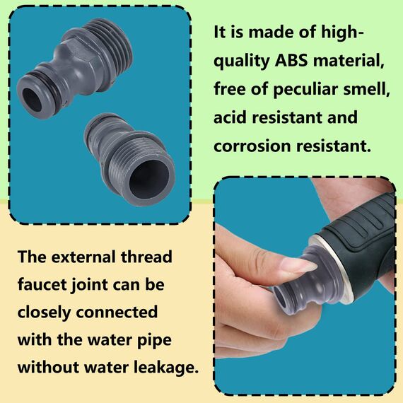 ZoeTekway Schlauchverbinder Gartenschlauch Kupplung Nippel 1/2 zoll Schlauchanschluss G1/2 Außengewinde für Wasserhahn Adapter (ABS-Kunststoff)