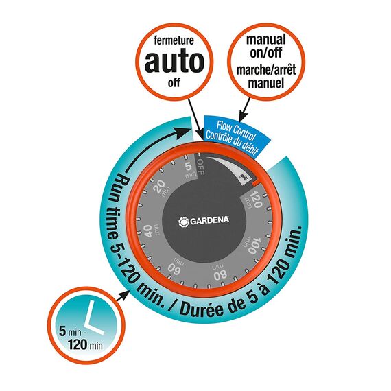 Gardena Mechanische Wasserzeitschaltuhr mit Durchflussregelung 31169 Braun/A