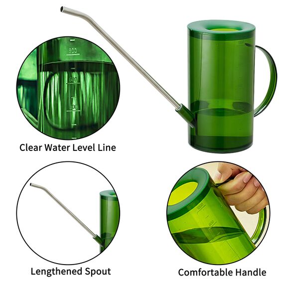 Lizbin Gießkanne für Zimmerpflanzen mit langem Auslauf, Pflanzengießkanne, kleine Gießkannen, Innengießkannen für Zimmerpflanzen, Blumen, Sukkulenten 1L / 34oz (Grün)