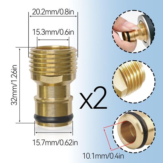 ZoeTekway 2 Stück Schlauchverbinder Gartenschlauch Kupplung Wasserhahn Nippel Schlauchanschluss G1/2 Außengewinde für Wasserhahn Adapter Gartenschlauch