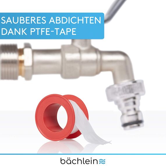 Bächlein Universal Wasserhahn für den Garten [anthrazit] inkl. 2 Schlauchanschlüssen - edler Kugelhahn mit 1/2 Zoll Anschluss und 3/4 Zoll Adapter, Auslaufhahn aussen