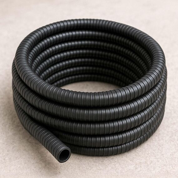 Wiltec Teichschlauch 5m Spiralschlauch 19 mm (3/4") schwarz, lichtundurchlässig, extrem biegsam, glatte Innenwand Saugschlauch Druckschlauch