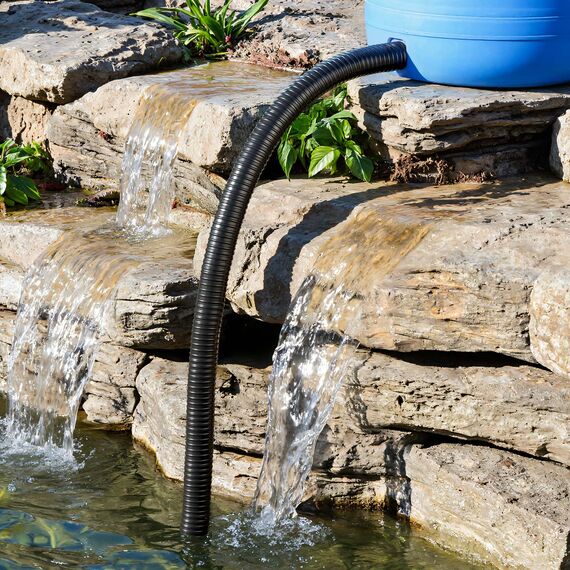 Wiltec Flexibler Förderschlauch 10m Spiralschlauch 40mm (1 1/2") schwarz mit Verstärkungsspirale Bewässerung Wasser Teich