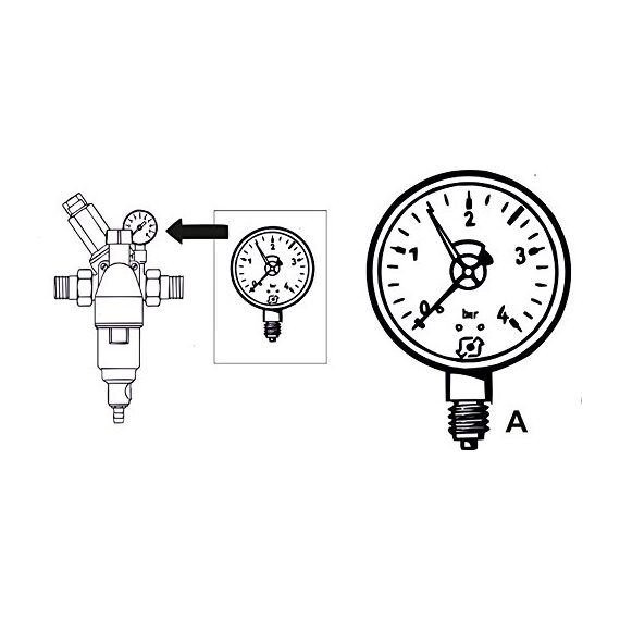 Cornat Manometer 1/4" Anschluss von unten - schwarz - passend zu Rückspülfilter mit Druckminderer - Kunststoff - Selbstdichtend mit PTFE-Dichtring / Manometer / Druckluft / Druckmesser / DMMU14