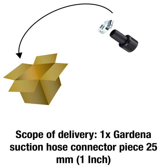 Gardena Saugschlauch-Anschlussstück 25 mm (1 Zoll): Pumpen-Anschlussstück mit Schlauchklemme zum vakuumfesten Anschluss an den Saugschlauch (1724-20)