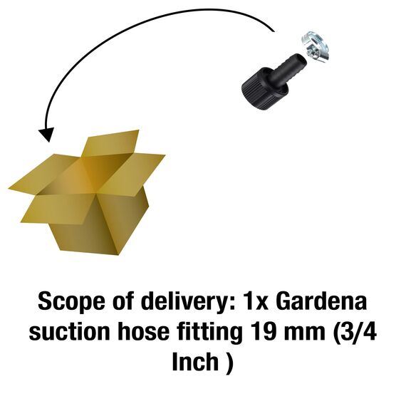 Gardena Saugschlauch-Anschlussstück 19 mm (3/4 Zoll): Pumpen-Anschlussstück mit Schlauchklemme zum vakuumfesten Anschluss an den Saugschlauch (1723-20)