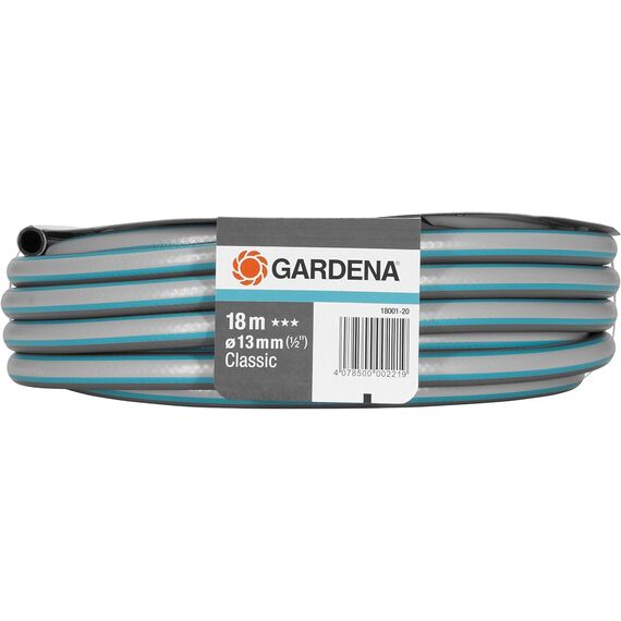 Gardena Classic Schlauch Aktion 13 mm (1/2 Zoll), 18 m: Universeller Gartenschlauch aus robustem Kreuzgewebe, 22 bar Berstdruck, UV-beständig, ohne Systemteile (18001-20) grau 18m ohne systemteile