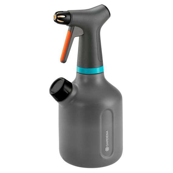 Gardena Pumpsprüher 1l: Indoor Pumpsprüher mit 360°-Funktion, Messingdüse, große Öffnung, lichtdurchlässiges Design, integrierte Dosierkappe, mit Füllstandsanzeige (11112-20)