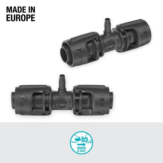 Gardena Micro-Drip-System Reduzier-T-Stück: Praktische T-Verbindung für den Übergang von 13-mm-Rohr zu einem 4.6-mm-Rohr, Quick & Easy Verbindungstechnik, wiederverwendbar (13204-20) (Packung mit 3)