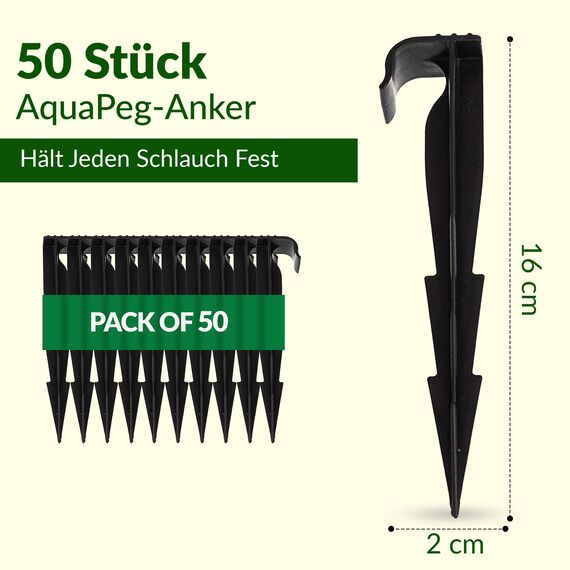 GARDENIX 50 Stück AquaPEG Polypropylen (PP) Gartenschlauch Anker Boden Erdspiess Befestigungsanker für Tropfschlauch Perlschlauch Steckgabel
