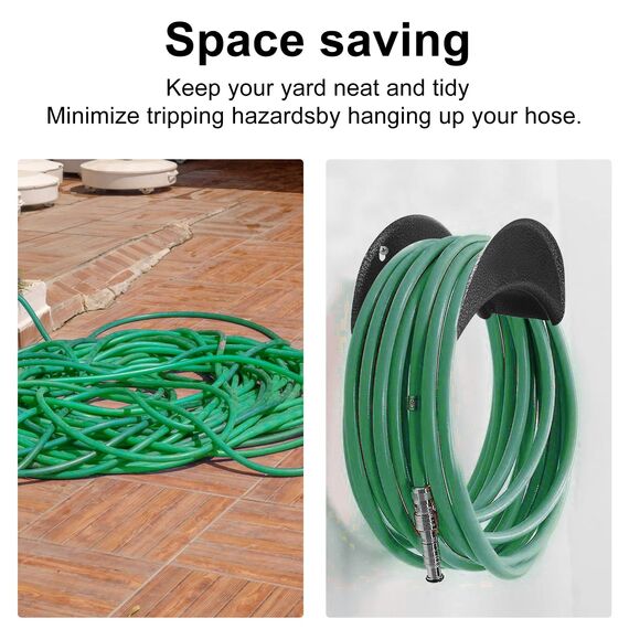 GARTOL Schlauchaufhänger aus Hartstahl, 2Stück Wandhalterung (Gartenschlauchhalter, Autoschlauch und Kordelaufhänger, Verstrebung, Gartenschlauchregal mit Schrauben und Dehnbolzen