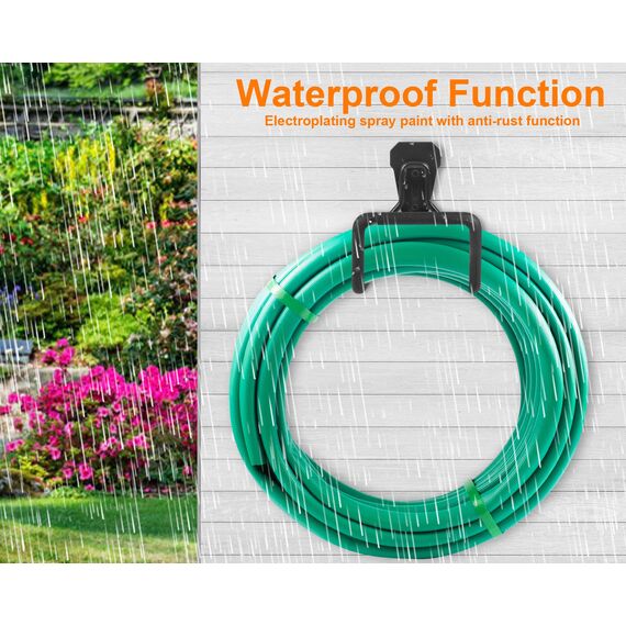 PeoMev 2 x robuste Schlauchaufhänger, Gartenschlauch-Aufbewahrung, schwarze Wasserschlauchhalter für Außenwandmontage, Gartenschlauchtrommel, Ideal Für Wasserschlauch, Verlängerungskabel