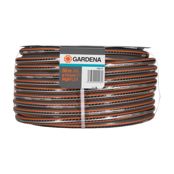 Gardena Comfort HighFLEX Schlauch 13 mm (1/2 Zoll), 50 m: Gartenschlauch mit Power-Grip-Profil, 30 bar Berstdruck, formstabil, UV-beständig, verpackt (18069-20), Grau/Orange