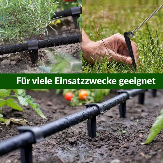 GARDENIX 200 Stück AquaPEG Gartenschlauch Anker Boden Erdspiess Befestigungsanker für Tropfschlauch Perlschlauch Steckgabel