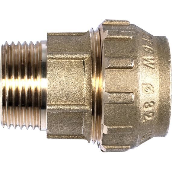 Cornat Klemmfitting Verschraubung - Ø 32 mm x 1 Zoll AG - Messing - mit einem Außengewinde - Verschraubung für PE-HD-Rohr / T617532