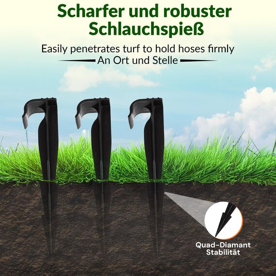 GARDENIX 200 Stück AquaPEG Gartenschlauch Anker Boden Erdspiess Befestigungsanker für Tropfschlauch Perlschlauch Steckgabel