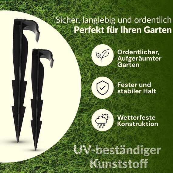 GARDENIX 500 Stück AquaPEG Gartenschlauch Anker Boden Erdspiess Befestigungsanker für Tropfschlauch Perlschlauch Steckgabel