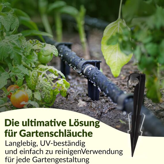 GARDENIX 50 Stück AquaPEG Polypropylen (PP) Gartenschlauch Anker Boden Erdspiess Befestigungsanker für Tropfschlauch Perlschlauch Steckgabel