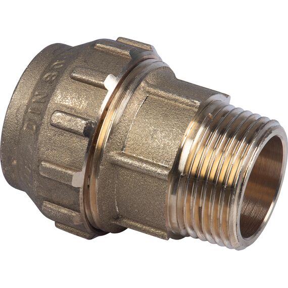 Cornat Klemmfitting Verschraubung - Ø 32 mm x 1 Zoll AG - Messing - mit einem Außengewinde - Verschraubung für PE-HD-Rohr / T617532