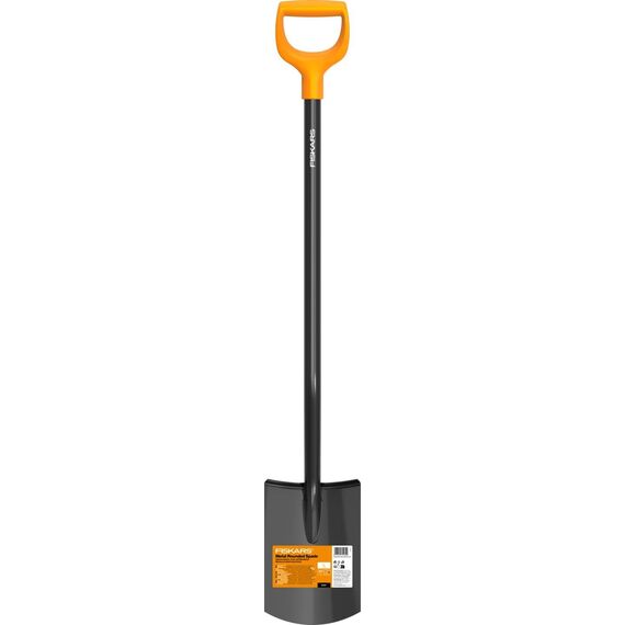 Fiskars Gärtnerspaten für weiche, steinarme Böden, Rund, Länge 116,6 cm, Hochwertiges Stahl-Blatt/Kunststoff-Stiel, Schwarz/Orange, Solid, 1066717