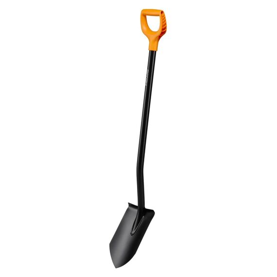 Fiskars Gärtnerspaten für harte, steinige Böden, Spitz, Länge 116,6 cm, Hochwertiges Stahl-Blatt/Kunststoff-Stiel, Schwarz/Orange, Solid, 11066716