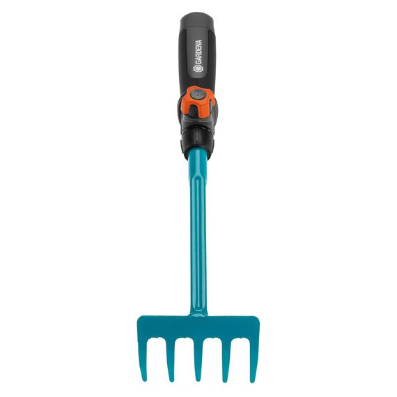 Gardena combisystem-Blumenrechen: 5-Zinken-Handrechen zum Rechen und Lockern des Bodens in Beeten und Blumenkästen, Arbeitsbreite 8,5 cm, ergonomischer Griff, Korrosionsschutz (8925-20)