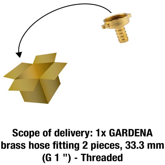 Gardena Messing-Schlauchverschraubung 2-teilig: Verschraubung aus hochwertigem Messing, 33,3 mm (G 1 Zoll)-Gewinde, für 19 mm (3/4 Zoll)-Schläuche (7141-20)