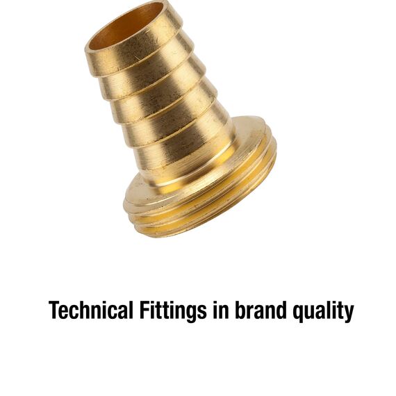 Gardena Messing-Schlauchverschraubung 2-teilig: Verschraubung aus hochwertigem Messing, 33,3 mm (G 1 Zoll)-Gewinde, für 25 mm (1 Zoll)-Schläuche (7142-20)