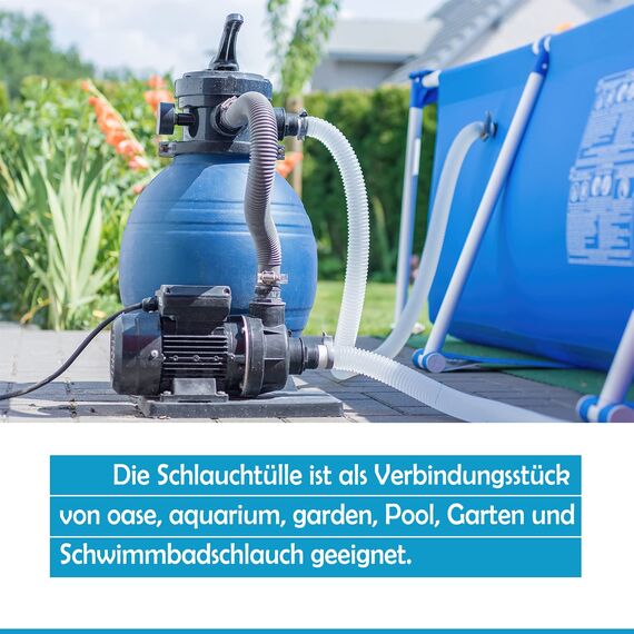 2er Schlauchverbinder Schlauchtülle Set Ø 38 / 38mm - 1 1/2 Zoll Norma Pool-Schlauchadapter - Doppelschlauchtülle mit Universal Edelstahl Schlauchschellen (2X 38mm Set)